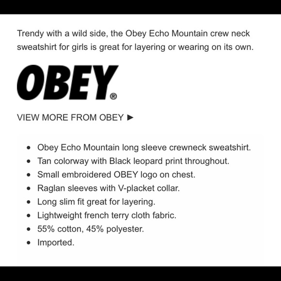 Obey Propaganda Leopard Sweatshirt size small - Picture 2 of 8